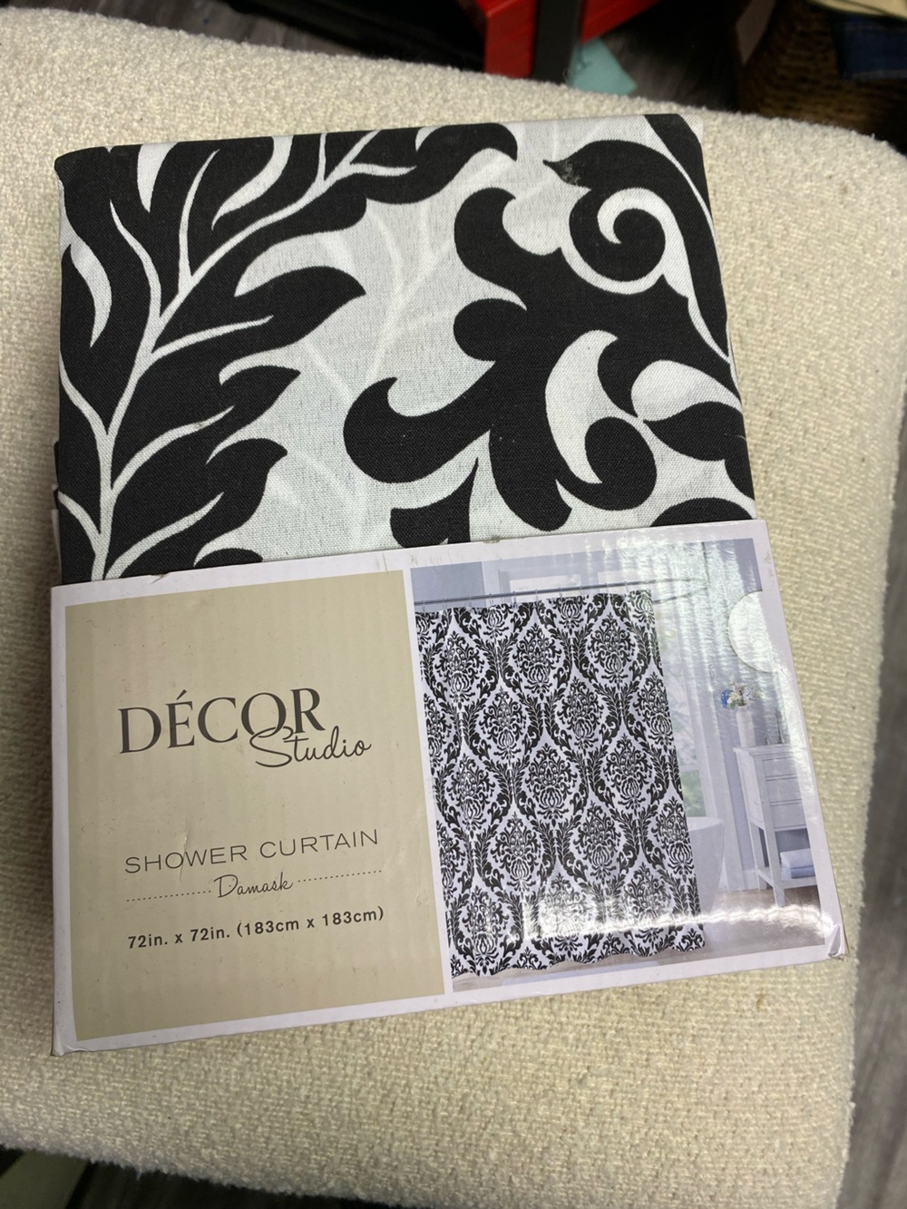 Black and White Damask Shower Curtain